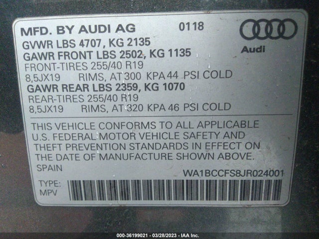 WA1BCCFS8JR024001 Audi Q3 Premium/sport Premium
