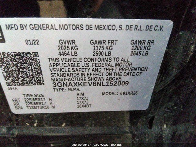 Chevrolet EQUINOX LT 2022 3GNAXKEV6NL152009 Image 9