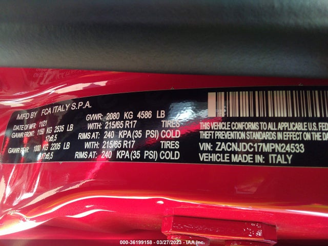 ZACNJDC17MPN24533 Jeep Renegade Trailhawk