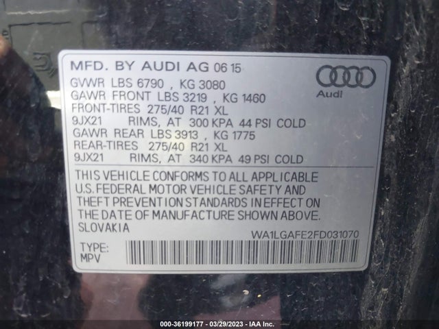 WA1LGAFE2FD031070 Audi Q7 3.0t Premium Plus