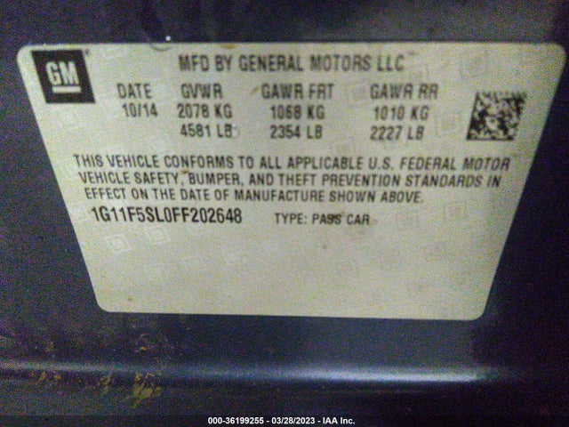 Chevrolet MALIBU LTZ 2015 1G11F5SL0FF202648 Image 9