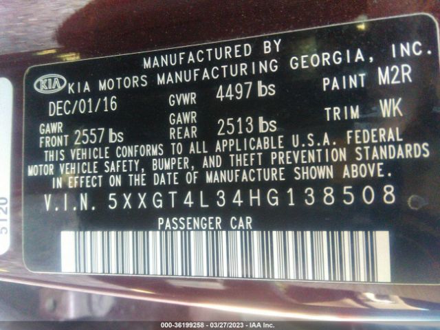 5XXGT4L34HG138508 KIA Optima Lx