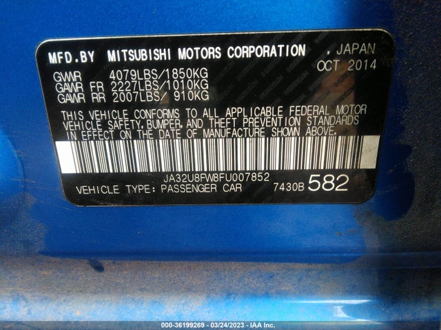 JA32U8FW8FU007852 Mitsubishi LANCER GT