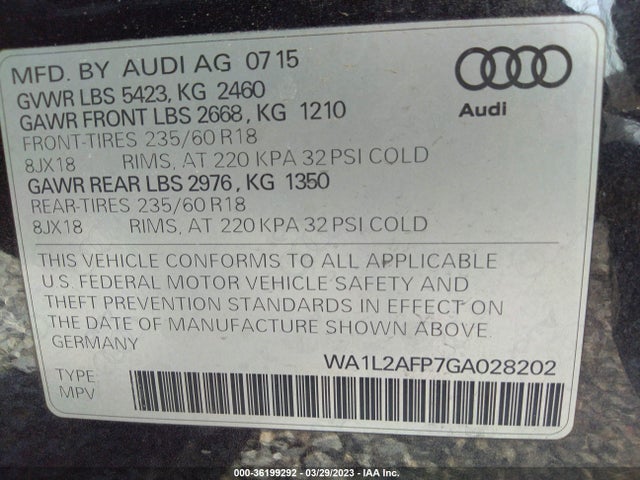 Audi Q5 Premium Plus 2016 WA1L2AFP7GA028202 Image 9