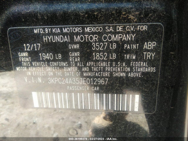 Hyundai ACCENT SE 2018 3KPC24A35JE012967 Image 11