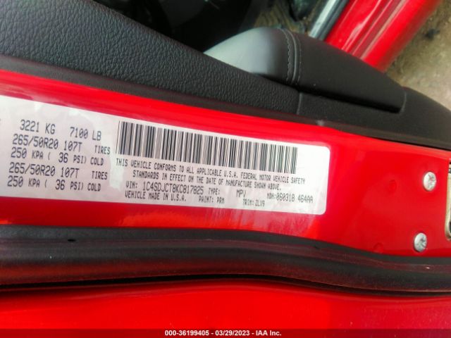 1C4SDJCT8KC817825 Dodge Durango R/t