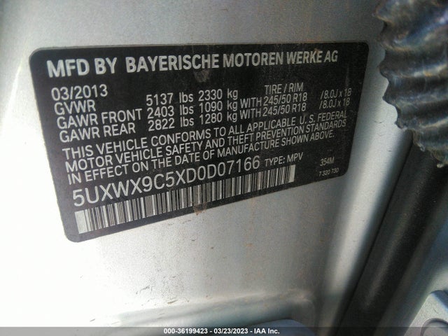 BMW X3 Xdrive28i 2013 5UXWX9C5XD0D07166 Image 10