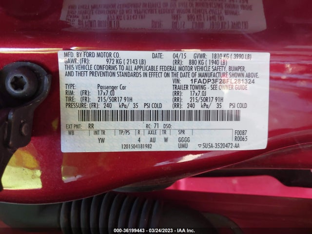 Ford FOCUS SE 2015 1FADP3F28FL281324 Image 10