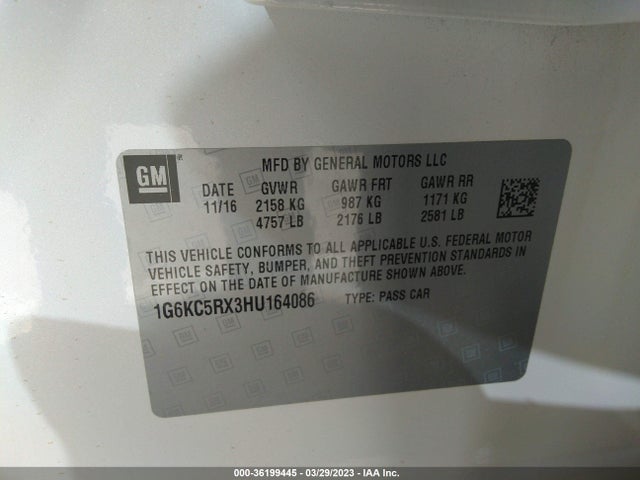 2017 Cadillac CT6, VIN: 1G6KC5RX3HU164086