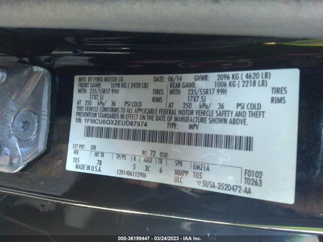 Ford ESCAPE SE 2014 1FMCU0GX2EUD87974 Image 10