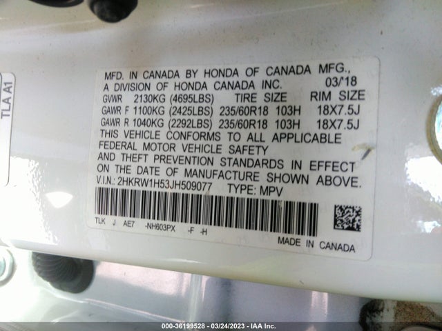 Honda CR-V EX 2018 2HKRW1H53JH509077 Image 10