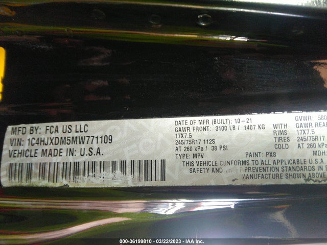 1C4HJXDM5MW771109 Jeep Wrangler Unlimited Sport S