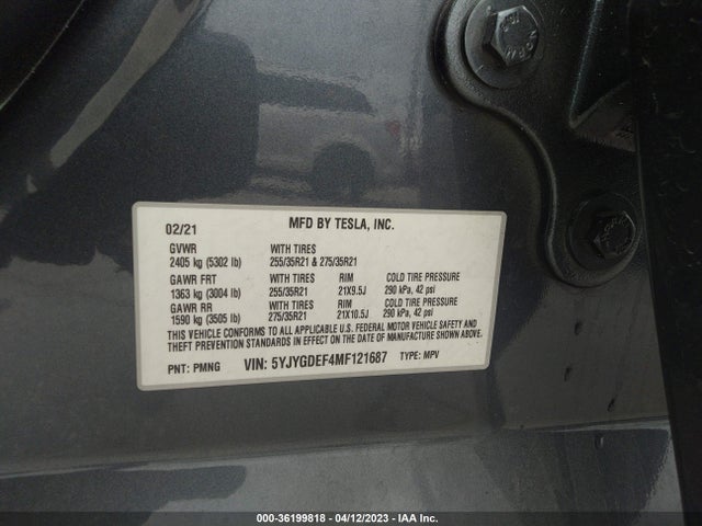 Tesla Model Y Performance 2021 5YJYGDEF4MF121687 Image 10