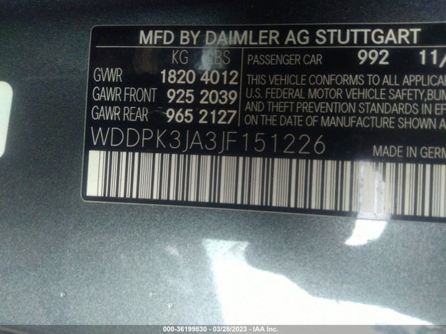 2018 Mercedes-Benz SLC-Class, VIN: WDDPK3JA3JF151226