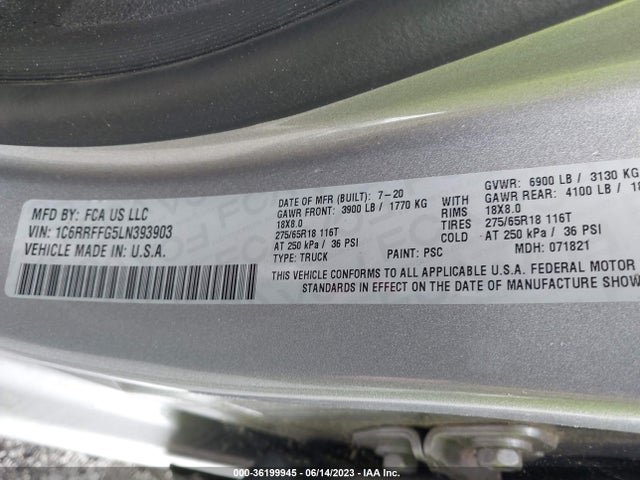 1C6RRFFG5LN393903 RAM 1500 Big Horn