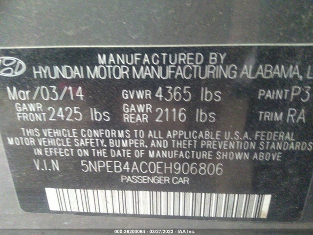 Hyundai SONATA GLS 2014 5NPEB4AC0EH906806 Image 9