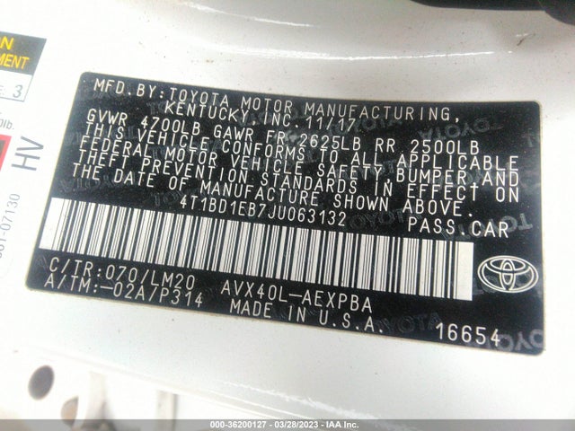 Toyota AVALON HYBRID 2018 4T1BD1EB7JU063132 Image 11