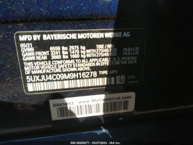 5UXJU4C09M9H16278 BMW X5 M50i
