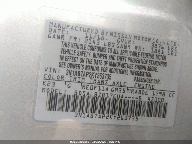 Nissan Sentra 2019 3N1AB7AP2KY263735 Image 22