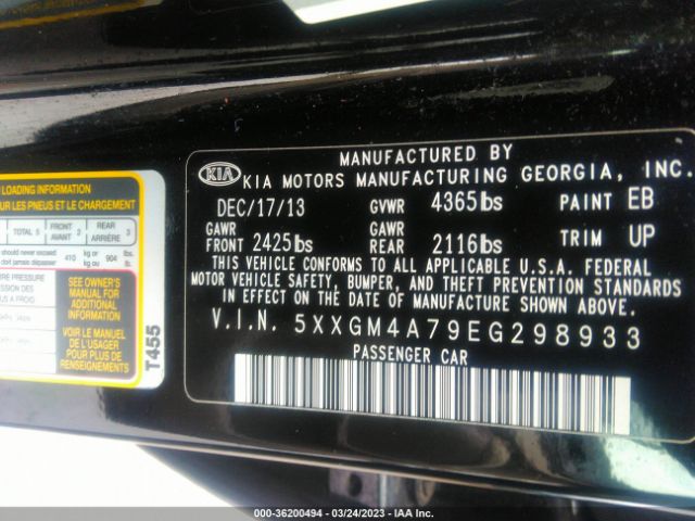 5XXGM4A79EG298933 KIA Optima Lx