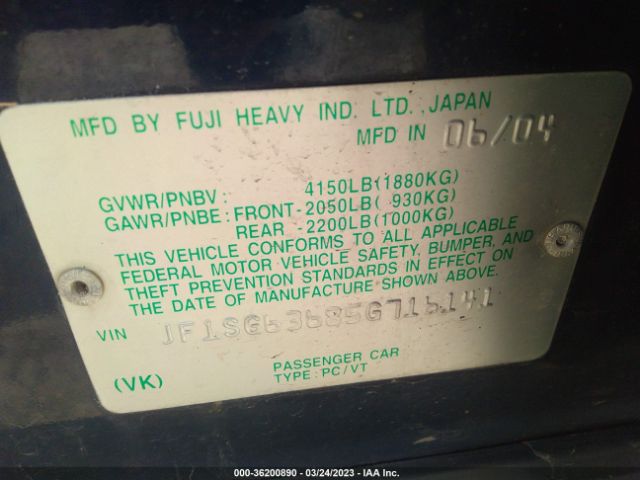 JF1SG63685G716141 Subaru Forester (natl) X