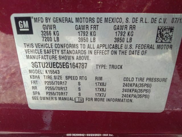 3GTU2UEC5EG164787 GMC Sierra 1500 Sle