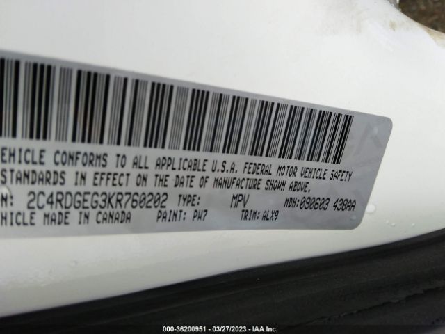 2C4RDGEG3KR760202 Dodge Grand Caravan Gt