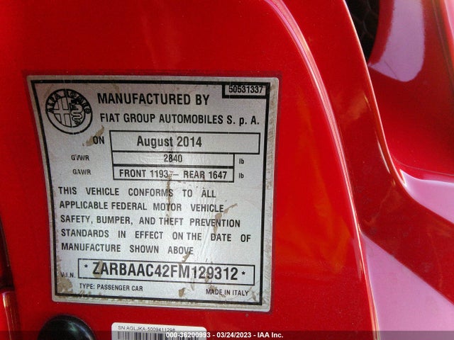 ZARBAAC42FM129312 Alfa Romeo 4c Launch Edition