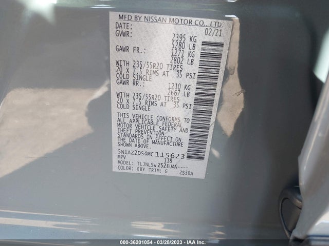 Nissan Murano Platinum 2021 5N1AZ2DS4MC115623 Image 9