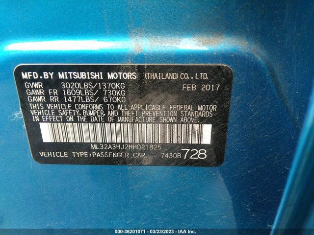 ML32A3HJ2HH021825 Mitsubishi MIRAGE ES