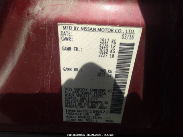 1N4AL3AP3GC196622 Nissan ALTIMA 2.5