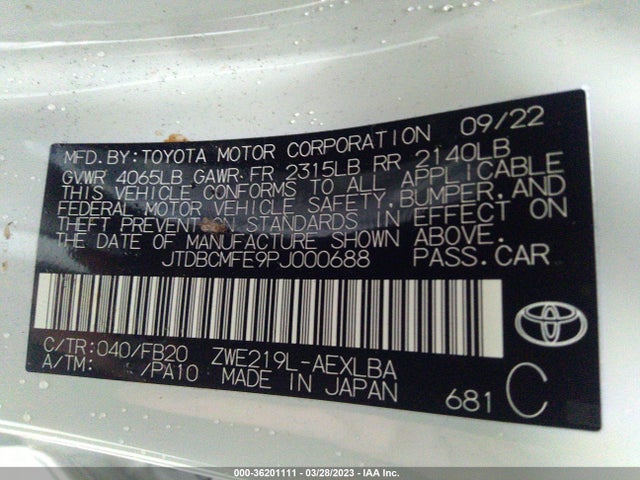 Toyota Corolla Hybrid 2023 JTDBCMFE9PJ000688 Image 10