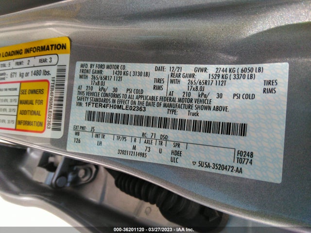 1FTER4FH0MLE02363 Ford Ranger Xlt