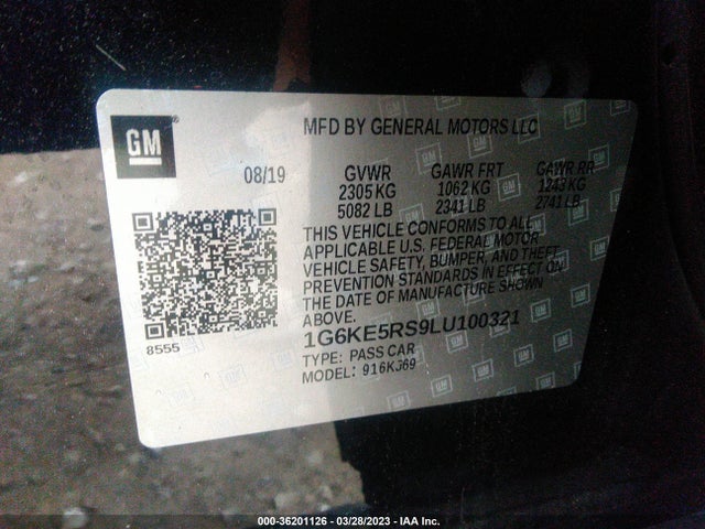 2020 Cadillac CT6, VIN: 1G6KE5RS9LU100321