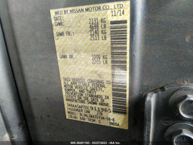 1N4AA5AP7EC911965 Nissan Maxima 3.5 Sv W/sport Pkg