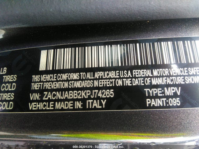 ZACNJABB2KPJ74265 Jeep Renegade Latitude Fwd