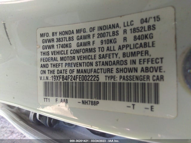 Honda CIVIC HYBRID 2015 19XFB4F24FE002225 Image 10