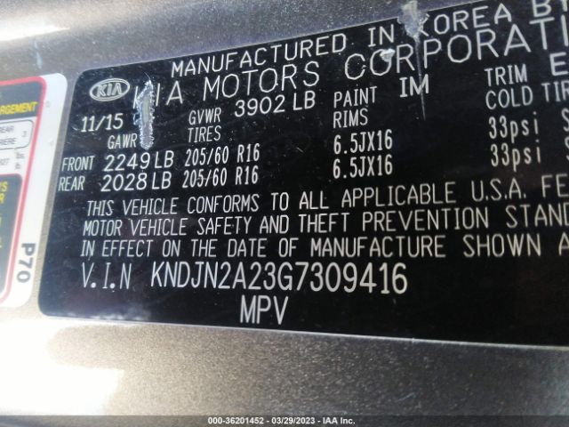 KNDJN2A23G7309416 KIA Soul Base