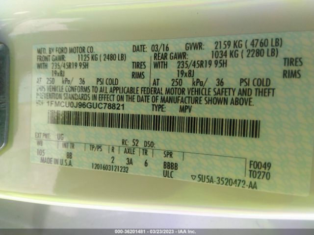 1FMCU0J96GUC78821 Ford Escape Titanium