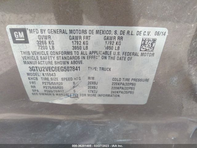 3GTU2VEC6EG507841 GMC Sierra 1500 Slt
