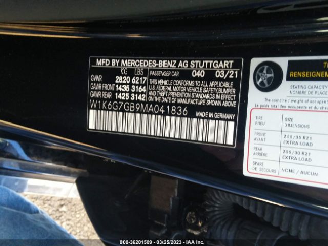 W1K6G7GB9MA041836 Mercedes-Benz S-class S 580