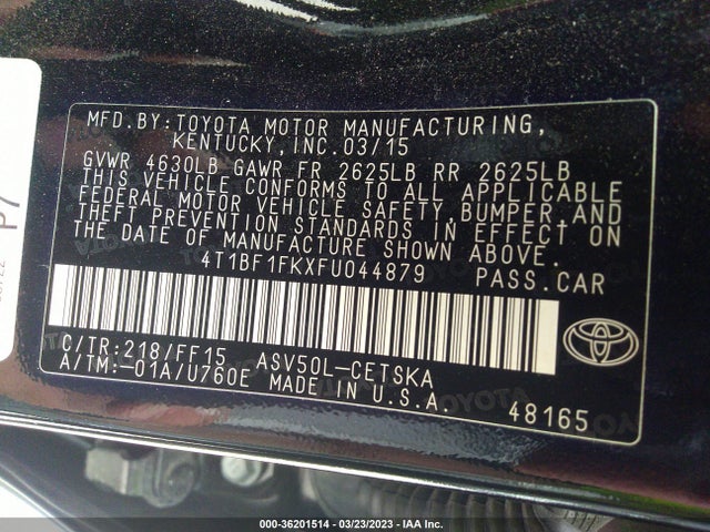Toyota CAMRY SE 2015 4T1BF1FKXFU044879 Image 9