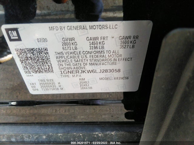 Chevrolet Traverse Rs 2020 1GNERJKW6LJ283058 Image 9