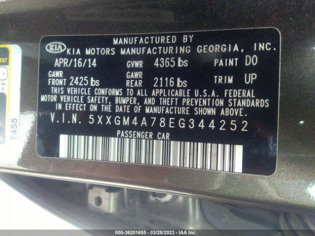 5XXGM4A78EG344252 KIA Optima Lx