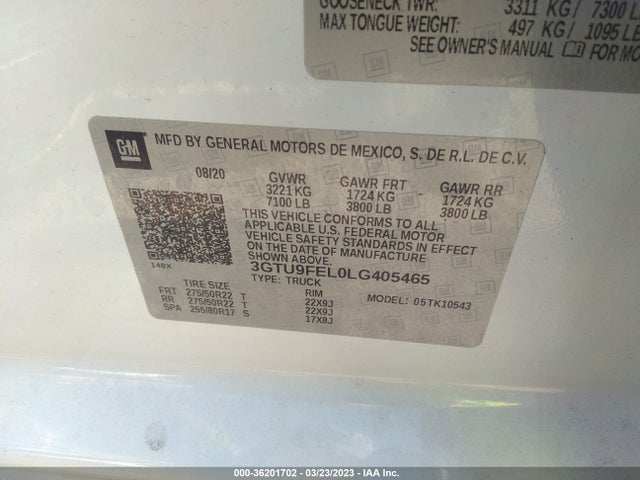 GMC Sierra 1500 Denali 2020 3GTU9FEL0LG405465 Image 9