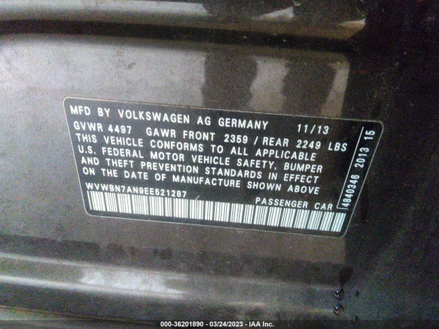 WVWBN7AN9EE521287 Volkswagen CC SPORT