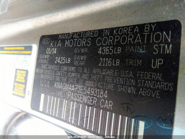 KNAGM4A73E5493184 KIA Optima Lx