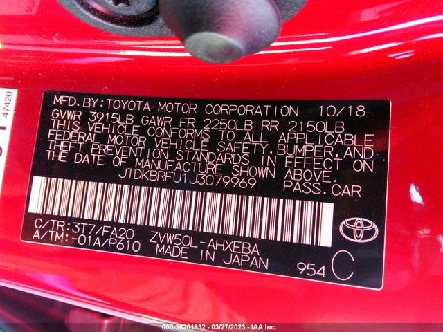 2018 Toyota Prius, VIN: JTDKBRFU1J3079969
