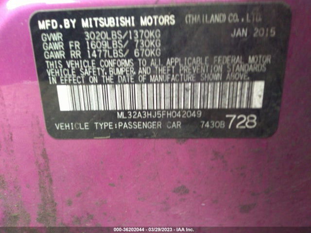 ML32A3HJ5FH042049 Mitsubishi Mirage De/rf