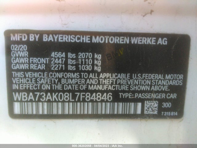 BMW 2 Series 228i Xdrive 2020 WBA73AK08L7F84846 Image 9